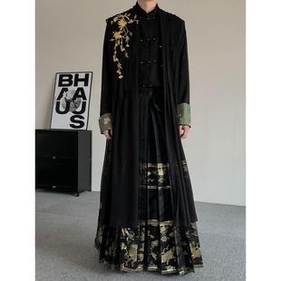 汉服男女同款秋冬日常中国风刺绣明制上衣外套重工织金马面裙套装