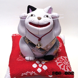 日本代购 匠人手工 双手布艺招财猫 好运招福 精美 可爱 小摆件