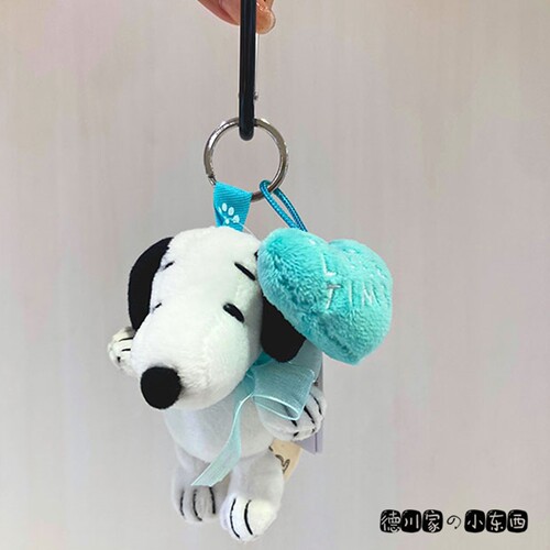 日本代购 动漫毛绒公仔 挂件 挂饰 娃娃 玩偶 snoopy 史努比 蓝心