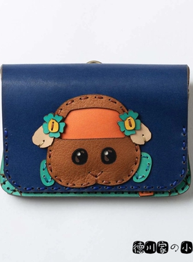 日本代购 OJAGA DESIGN PUI PUI 天竺鼠车车 蓝色 牛皮 卡包 卡套