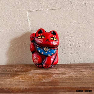 日本代购 匠人手工 昭和风日式黏土胸针 红招财猫 毛衣包包别针