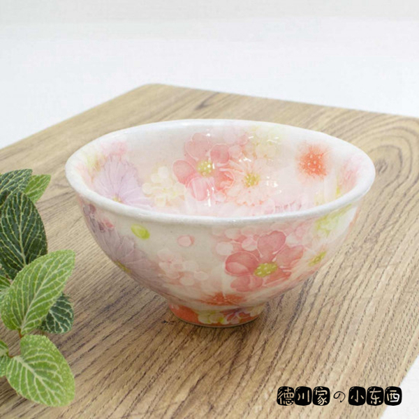 日本代购  匠人手工 彩绘饭碗 白底红花 精美 日式 小碗饭碗 餐具