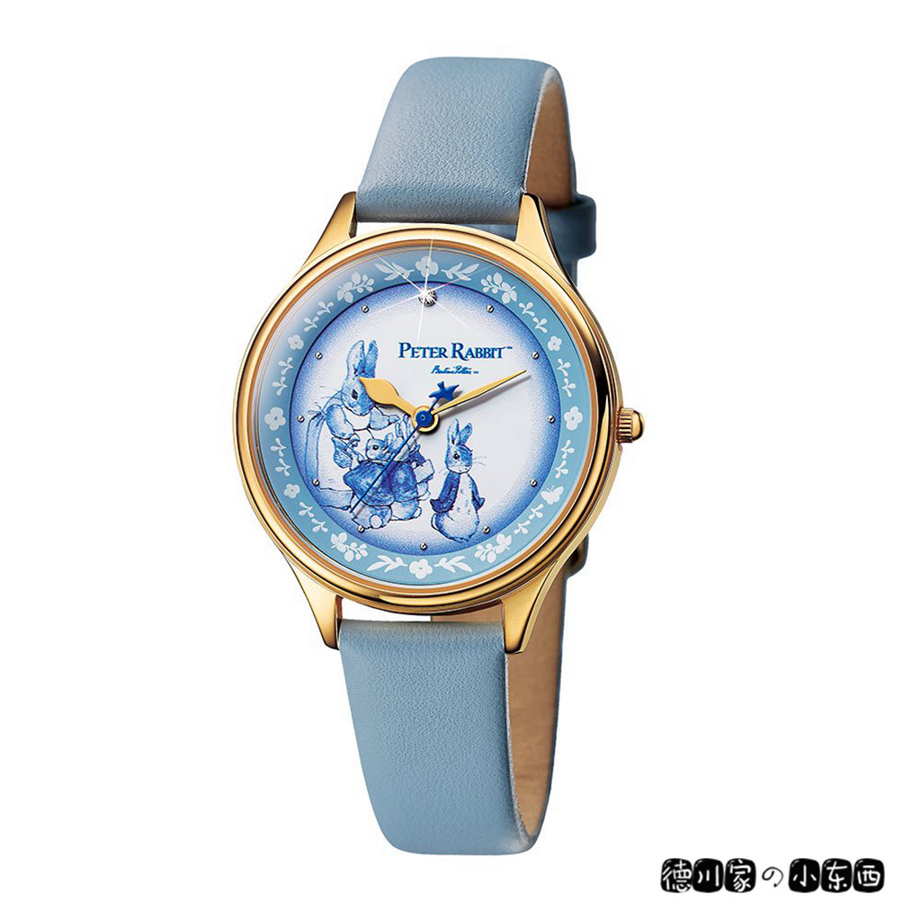 日本代购 彼得兔 120周年 青花图案 休闲时尚 女士卡通 手表 腕表