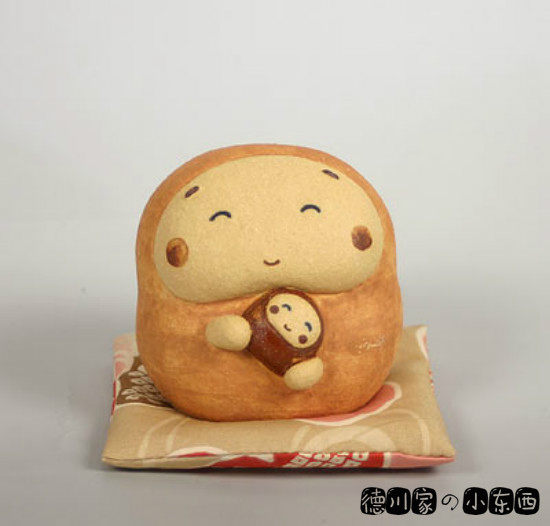 日本代购 匠人手工 羽田桂子 橙色 抱子的达摩 可爱 素陶摆件