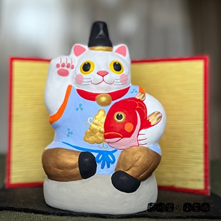 日本代购 卡通风 七福神招财猫咪 惠比寿大黑摆件 手工制作工艺品