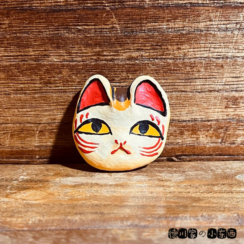 日本代购 匠人手工 昭和风日式 黏土胸针 招财猫脸 毛衣包包别针