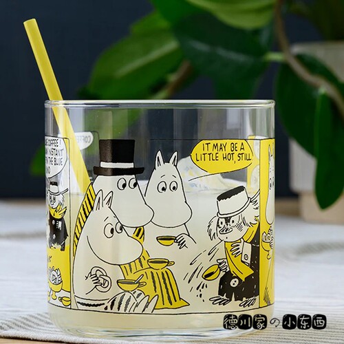 日本代购 动漫玻璃杯 印花水杯 冷饮杯 Moomin 姆明 亚美 史力奇