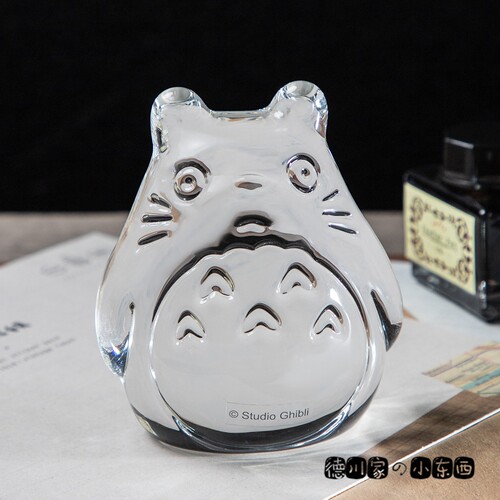 日本代购 动漫玻璃镇纸 透明摆件 宫崎骏 龙猫 坐立