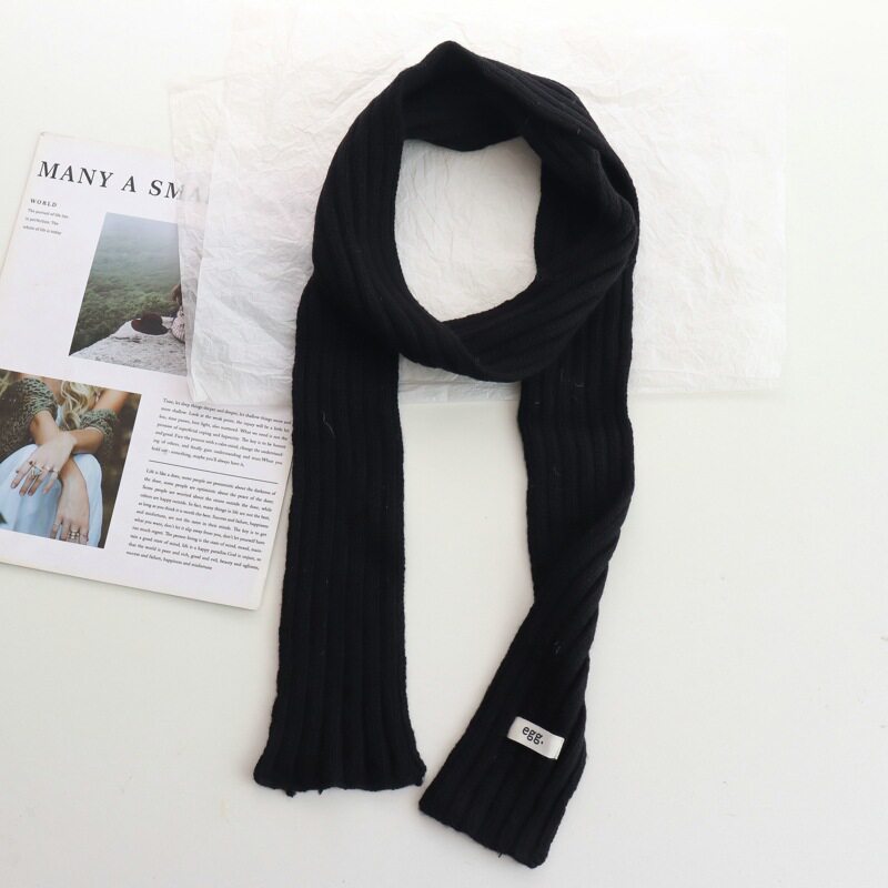 韩代同款坑条围脖软糯细围巾秋冬辣妹穿搭长条百搭窄版装饰长巾新