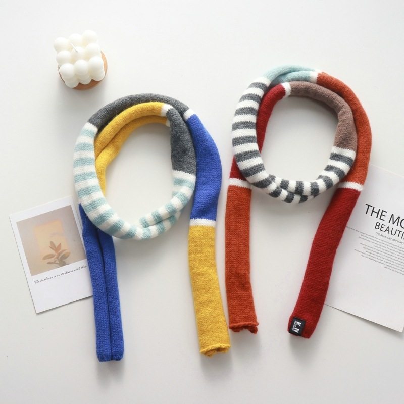 彩色条纹细窄长条毛线小围巾女秋冬季学院氛围感混纺羊毛腊肠围脖,服饰配件/皮带/帽子/围巾,围巾/丝巾/披肩,淘宝优惠券,粉丝福利购,淘宝优惠卷
