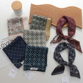 腰果复古棉麻手感小方巾包头丝巾护颈领巾日系韩系 60春夏新款