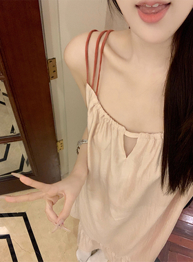 韩版设计感全棉吊带睡裙女款夏季2024新款性感睡衣露背薄款家居服