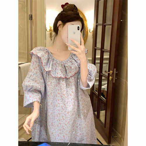 复古宫廷风小碎花夏天宽松睡裙