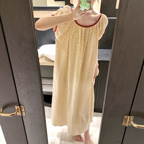 小玫瑰纯棉纱布睡裙女夏季