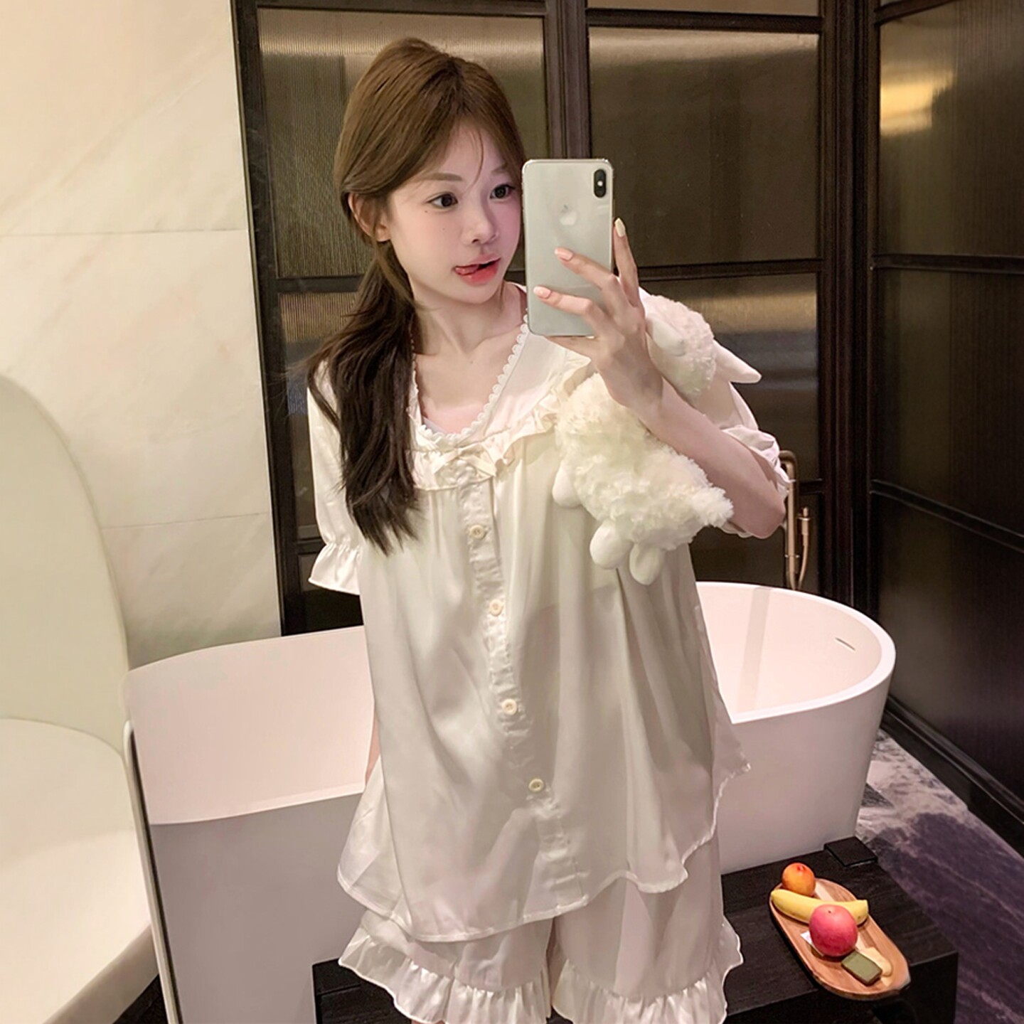 带胸垫冰丝睡衣女款2025年夏季图片