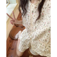 卡通兔子可爱棉麻睡衣女款2025新款夏季纱布薄款短袖家居服两件套