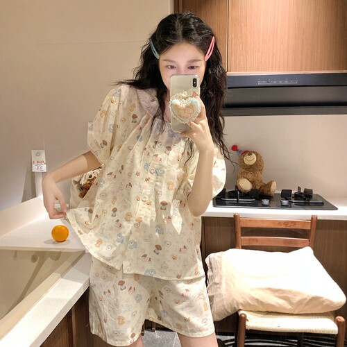 可爱娃娃领棉纱睡衣女款夏2025新