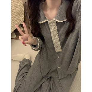 甜美可爱蕾丝边毛巾绒睡衣女秋冬季 双面牛奶绒外穿家居服 2026新款