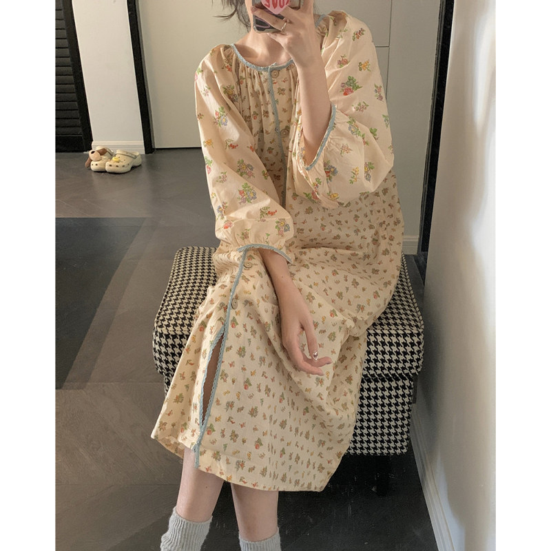 甜美撞色蕾丝宽松舒适外穿家居服图片
