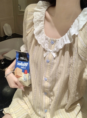 韩版桃心提花纯棉睡衣女款夏季休闲甜美短袖短裤开衫两件套家居服