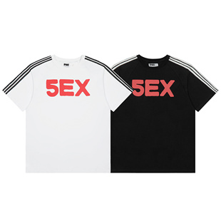T恤男女运动风潮牌字母印花上衣打底衫 sp5der美式 高街三条杠短袖