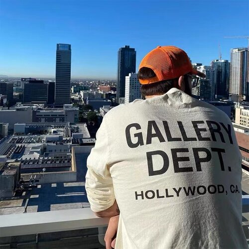 美式潮牌GALLERY DEPT字母印花长袖T恤男女圆领宽松纯棉打底衫
