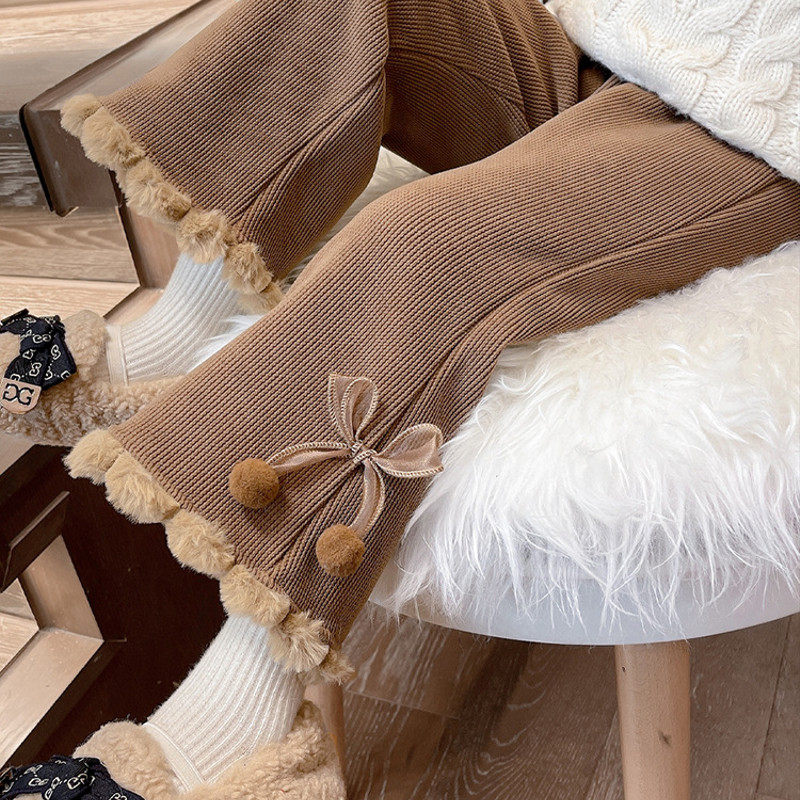 女童韩版甜美蝴蝶结花边阔腿裤秋冬季新款加绒加厚保暖裤,童装/婴儿装/亲子装,裤子,淘宝优惠券,粉丝福利购,淘宝优惠卷