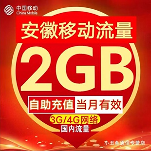 安徽移动手机流量充值2G全国通用当月有效国内流量加油包
