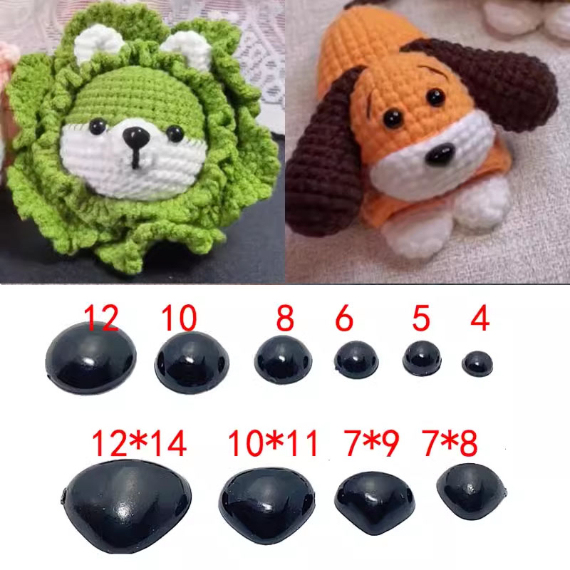 diy手工钩织玩偶眼睛鼻子配件钩针平底半圆椭圆形贴片材料钮扣子