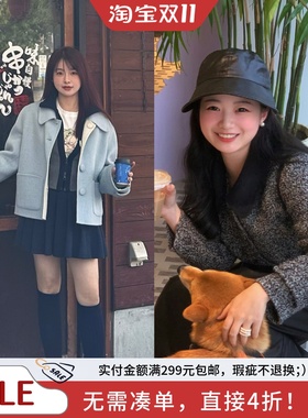 北海道情书  电影主人公手工两面穿羊毛呢短外套100%wool