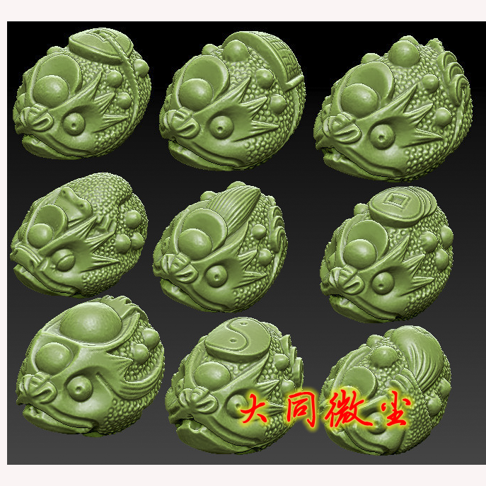 圆雕图三维图stl雕刻设计素材3D打印立体图  核雕新款金蟾