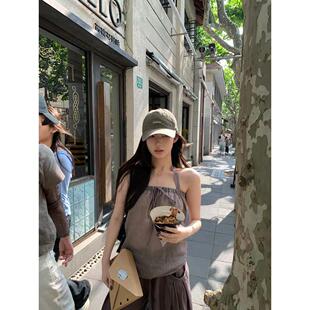 sheepland松弛焦点 天丝绑带抹胸挂脖吊带背心女夏外穿显瘦上衣