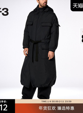 Y-3/Y3山本耀司2025秋冬新品男士长款连帽棉服外套派克大衣JX4814