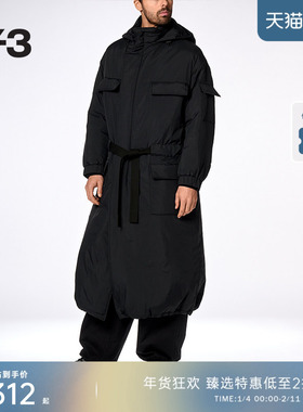 Y-3/Y3山本耀司2025秋冬新品男士长款连帽棉服外套派克大衣JX4814
