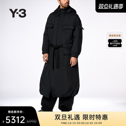 Y-3/Y3山本耀司2025秋冬新品男士长款连帽棉服外套派克大衣JX4814