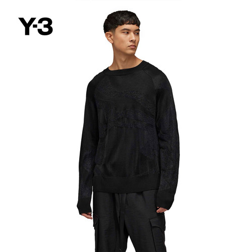 Y-3/Y3山本耀司男女同款简约纹理圆领套头针织衫IN4340