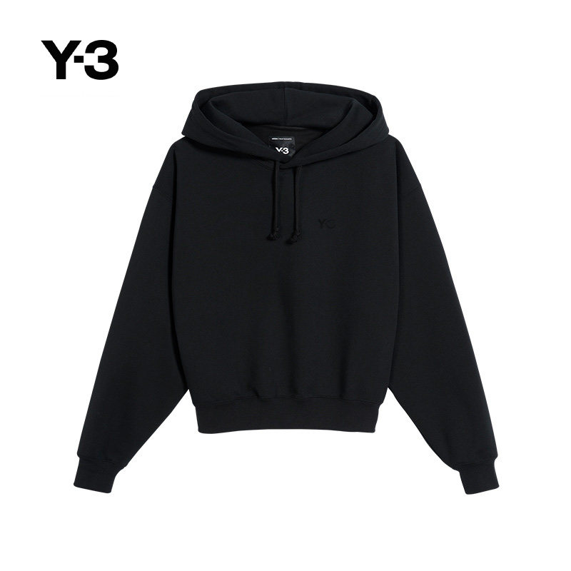 Y-3/Y3山本耀司春季女士短款时尚连帽黑色卫衣JX7373