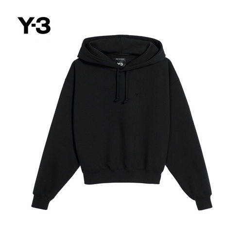 Y-3山本耀司女短款连帽黑色卫衣