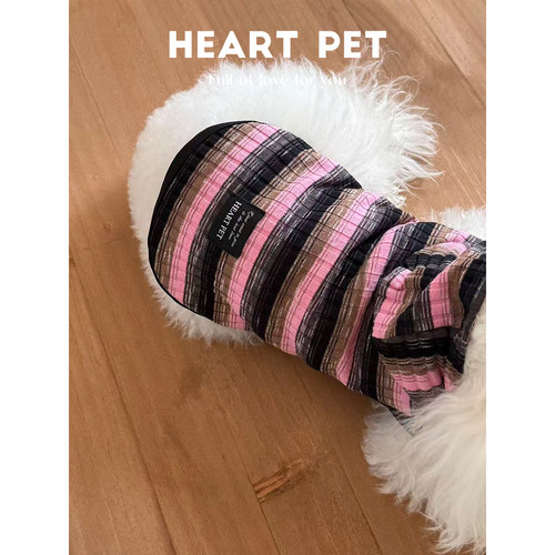Heart 春夏草莓甜心透气亲肤宠物狗狗条纹背心连帽卫衣