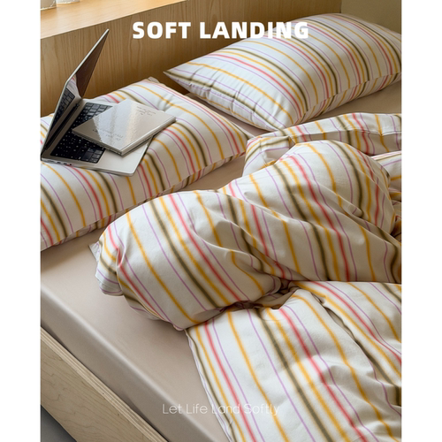 SOFT LANDING | 复古撞色设计四件套60S简约条纹全棉被罩床单套件