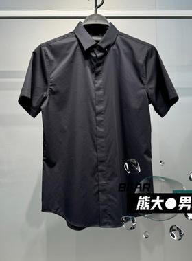 B1CCF2205太平鸟男装2025夏季新款时尚休闲百搭黑色短袖衬衫  499