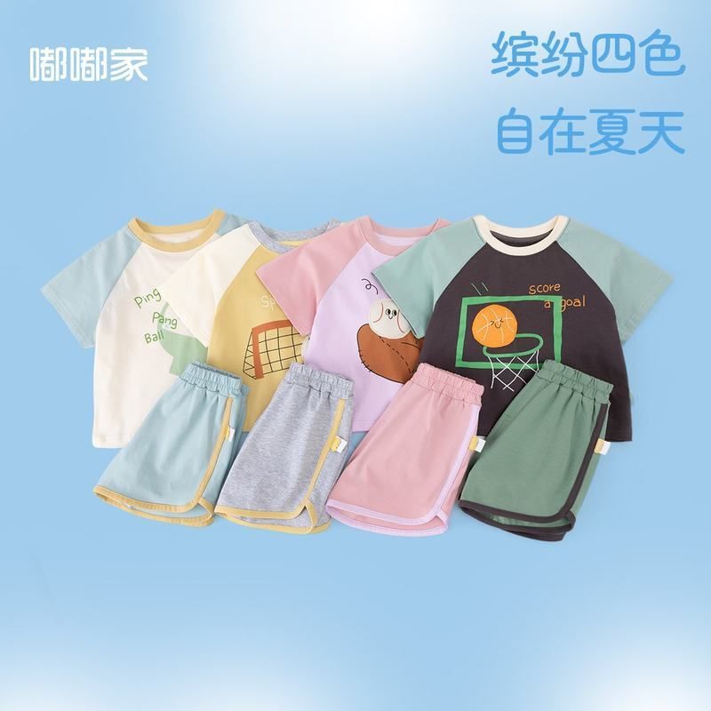 儿童卡通套装夏装男女童纯棉两件套夏季2025新款女童夏日短袖短裤