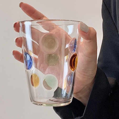彩色糖果波点玻璃杯高级轻奢礼物