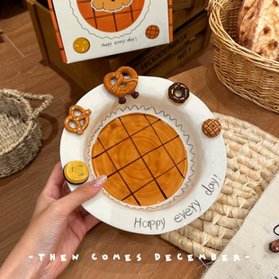 可爱立体猫咪浮雕陶瓷盘子高颜值餐具甜品盘早餐盘菜盘早餐碗礼物