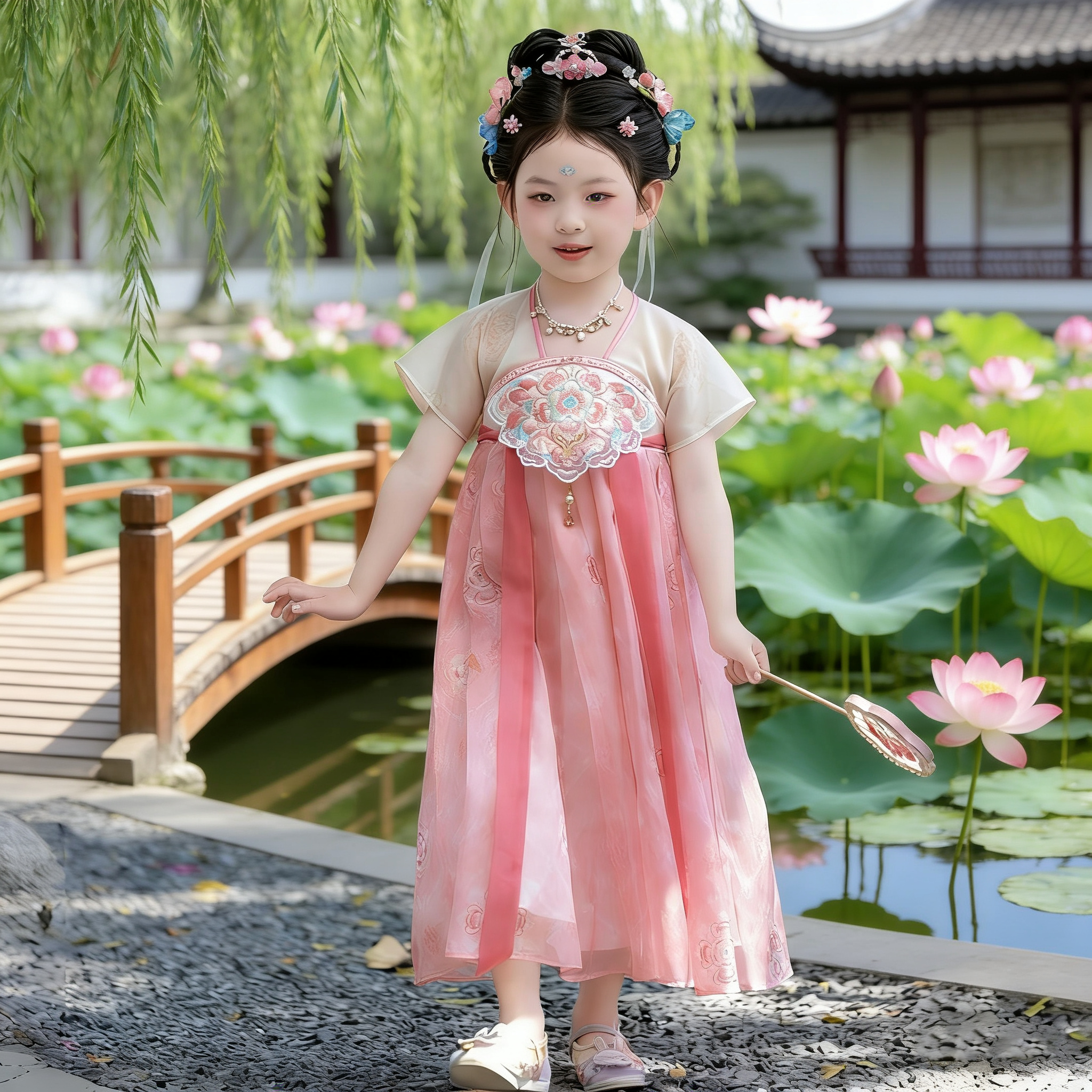 女童汉服夏季国风古装连衣裙襦裙