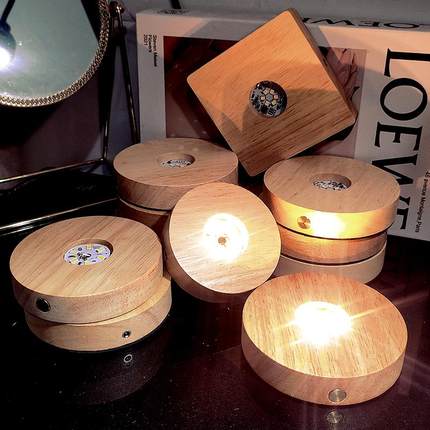蓄电触摸开关飞碟LED亚克力香熏氛围灯USB线木质内置小酒瓶扩散板