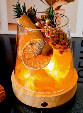 无火香薰水晶石扩香石卧室氛围灯闺蜜生日永生干花黄水晶扩香精油