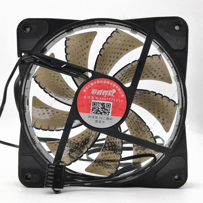 游戏悍将 机箱风扇 12025 12CM 6线 静音大风量发光 CPU 散热风机