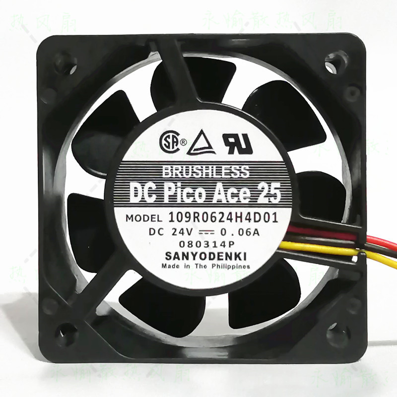 日本三洋 109R0624H4D01 6025 24V 0.06A 6cm 变频器设备散热风扇