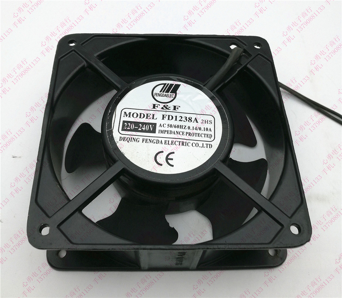 F&F散热风扇 FD1238A AC220-240V 12038含油滚珠 0.14/0.12A 12CM